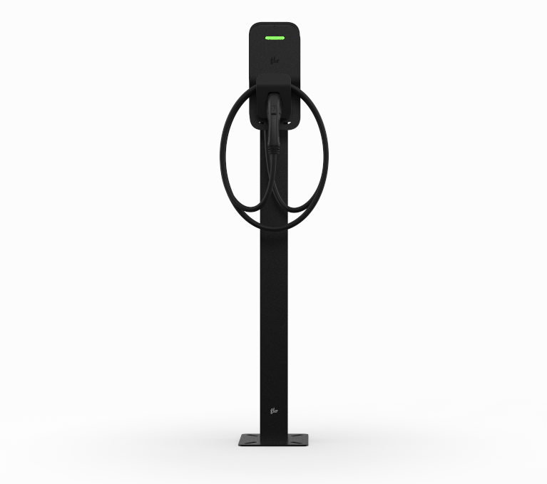Flo Home Black Basic Residential Pedestal, with charger, front view
