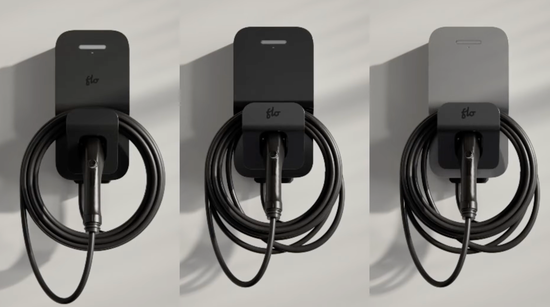 A front view of Flow's EV charging station X3 - X6 - X8
