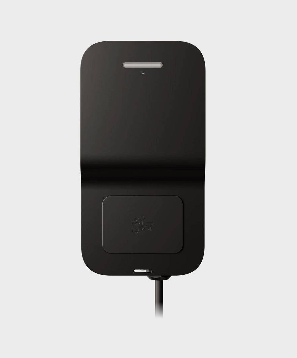 FLO Home X6 black home EV charger with no holster, front white background