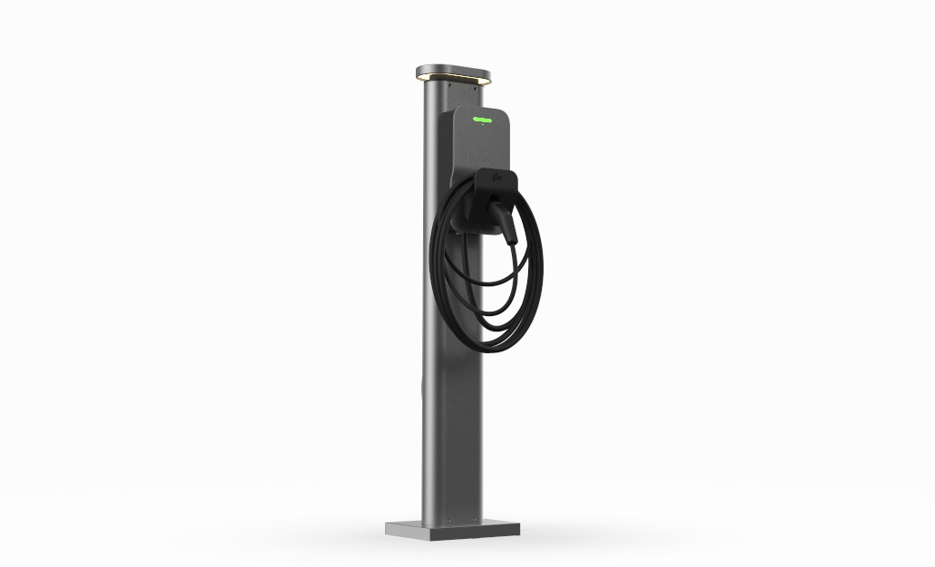 Flo Home Residential Pedestal, with charger, side view